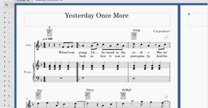 Yesturday Once More song opened with Musescore software