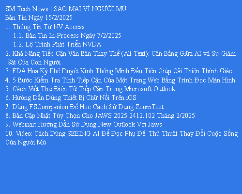 Bản Tin Công Nghệ Trợ Giúp Ngày 15/02/2025