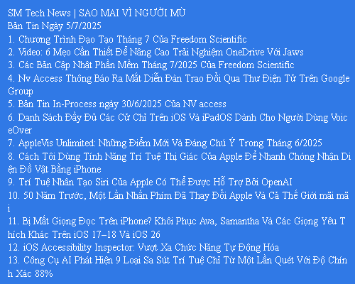 Bản Tin Công Nghệ Trợ Giúp Ngày 05/07/2025