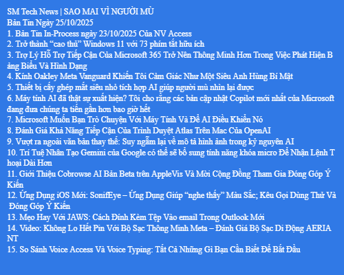 Bản Tin Công Nghệ Trợ Giúp Ngày 25/10/2025