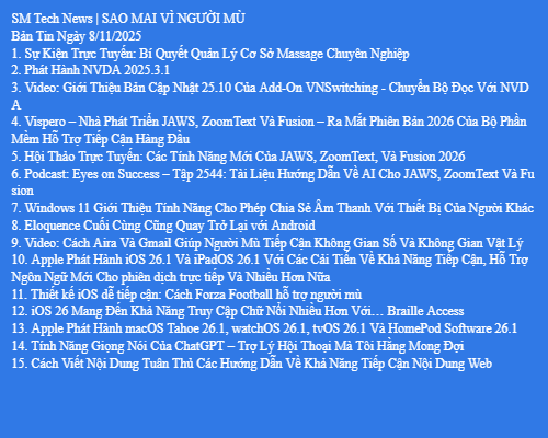 Bản Tin Công Nghệ Trợ Giúp Ngày 08/11/2025