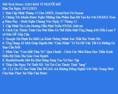 Bản Tin Công Nghệ Trợ Giúp Ngày 20/12/2025