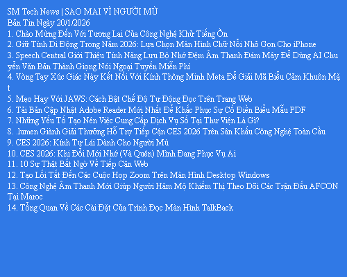 Bản Tin Công Nghệ Trợ Giúp Ngày 20/01/2026