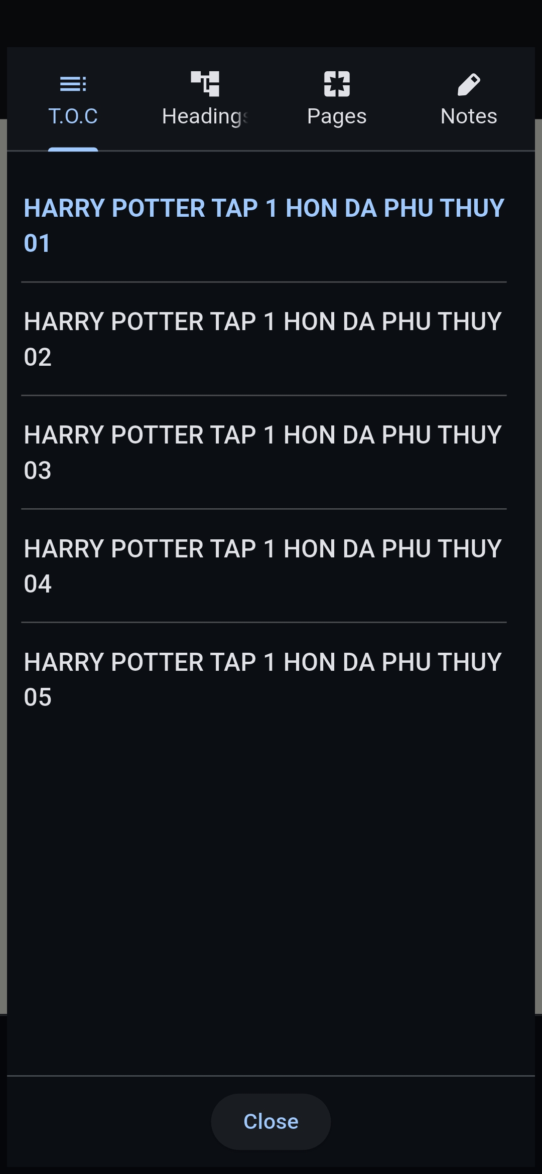 Mục lục sách nói truyện Harry Potter