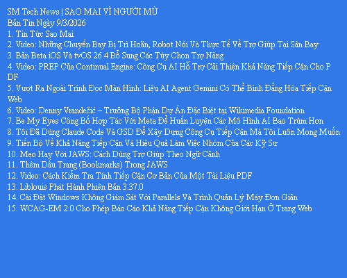 Bản Tin Công Nghệ Trợ Giúp Ngày 09/03/2026