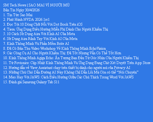 Bản Tin Công Nghệ Trợ Giúp Ngày 30/04/2026