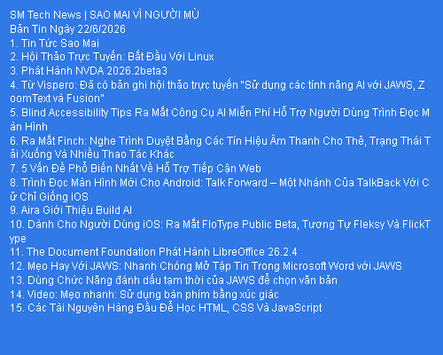 Bản Tin Công Nghệ Trợ Giúp Ngày 22/06/2026