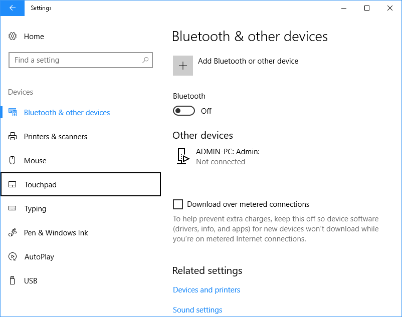 Devices with touchpad selected