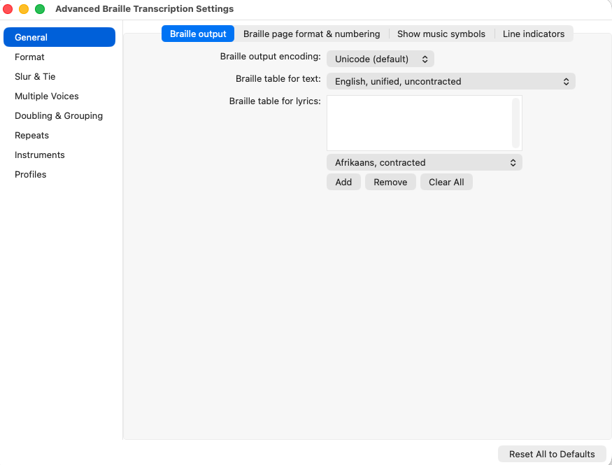 Màn hình thiết lập tùy chọn dịch nhạc nổi