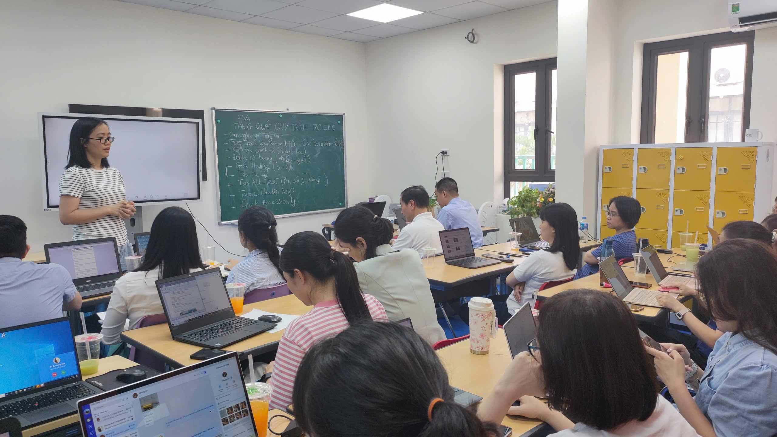 The participants are attentively listening to the instructor