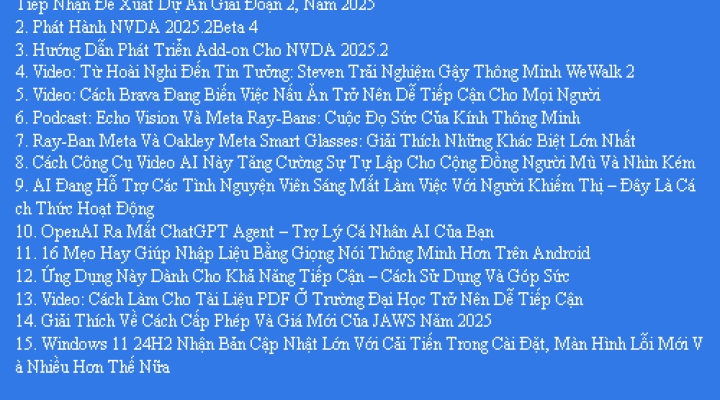 Bản Tin Công Nghệ Trợ Giúp Ngày 26/07/2025