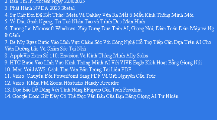 Bản Tin Công Nghệ Trợ Giúp Ngày 23/08/2025