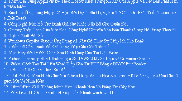Bản Tin Công Nghệ Trợ Giúp Ngày 30/08/2025