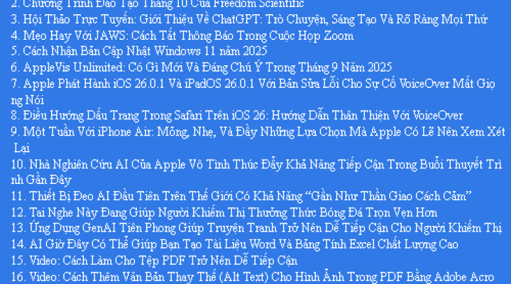 Bản Tin Công Nghệ Trợ Giúp Ngày 06/10/2025