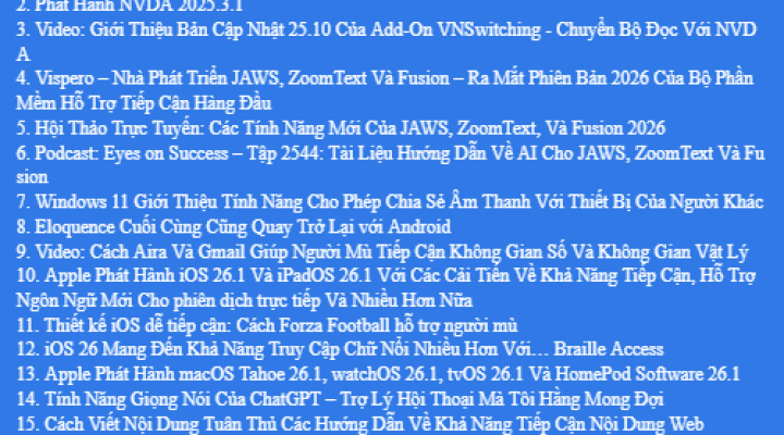Bản Tin Công Nghệ Trợ Giúp Ngày 08/11/2025