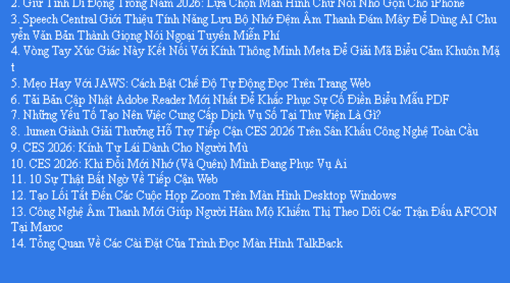 Bản Tin Công Nghệ Trợ Giúp Ngày 20/01/2026