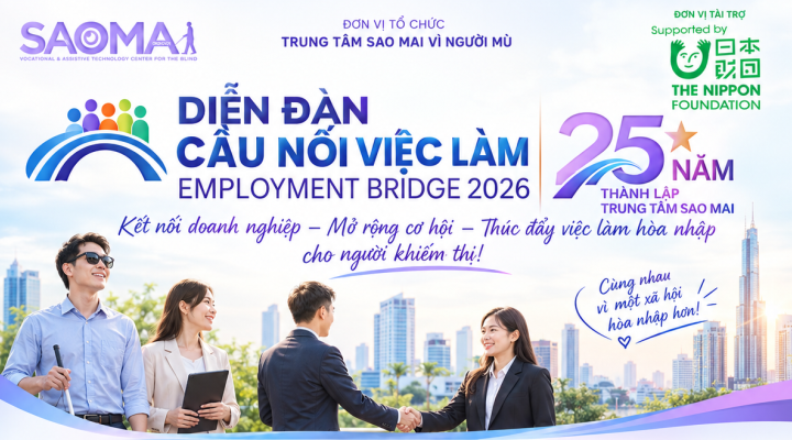 Poster Diễn đàn Cầu nối việc làm Employment Bridge 2026 và kỷ niệm 25 năm thành lập Trung tâm Sao Mai