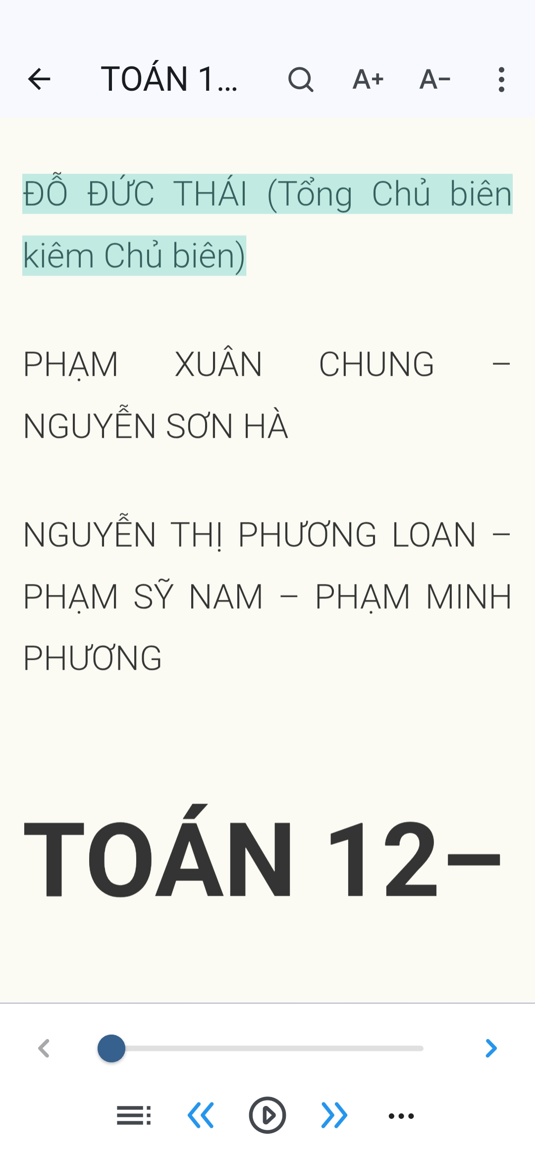 The screen displays the content of the book being read