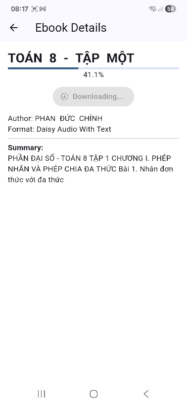 Màn hình đang tải sách