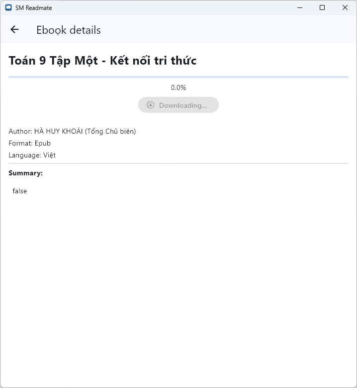 the screen displays the book download progress