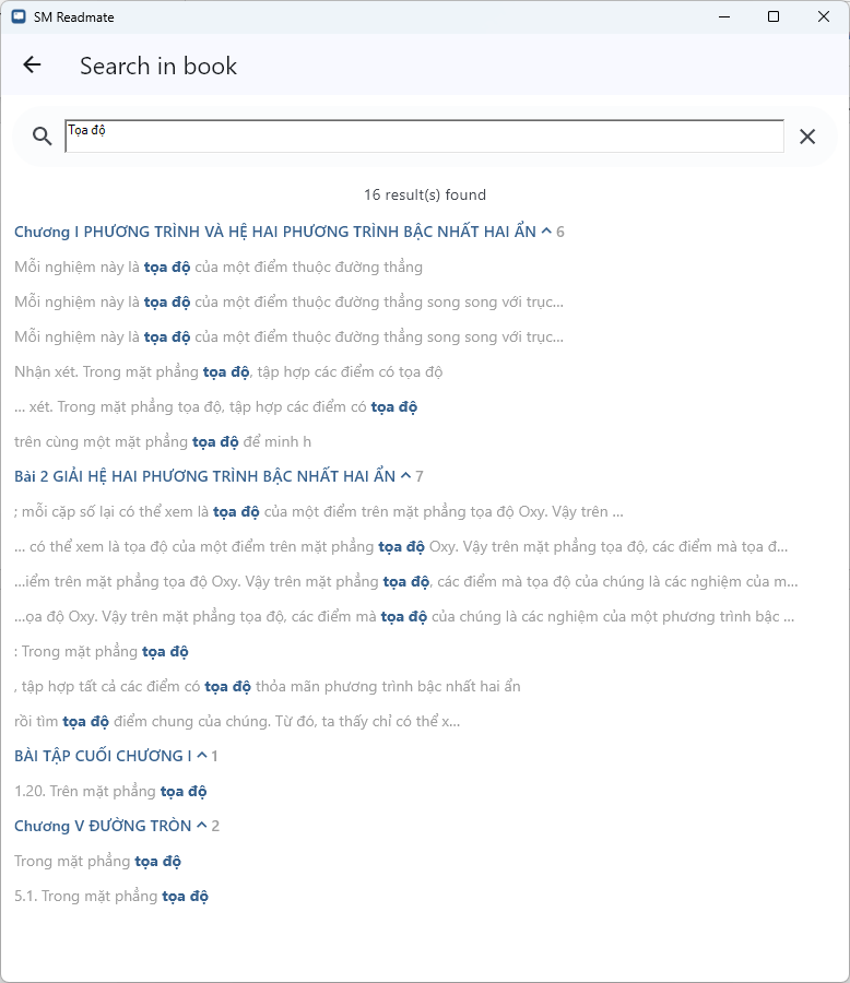 The screen displays the search results
