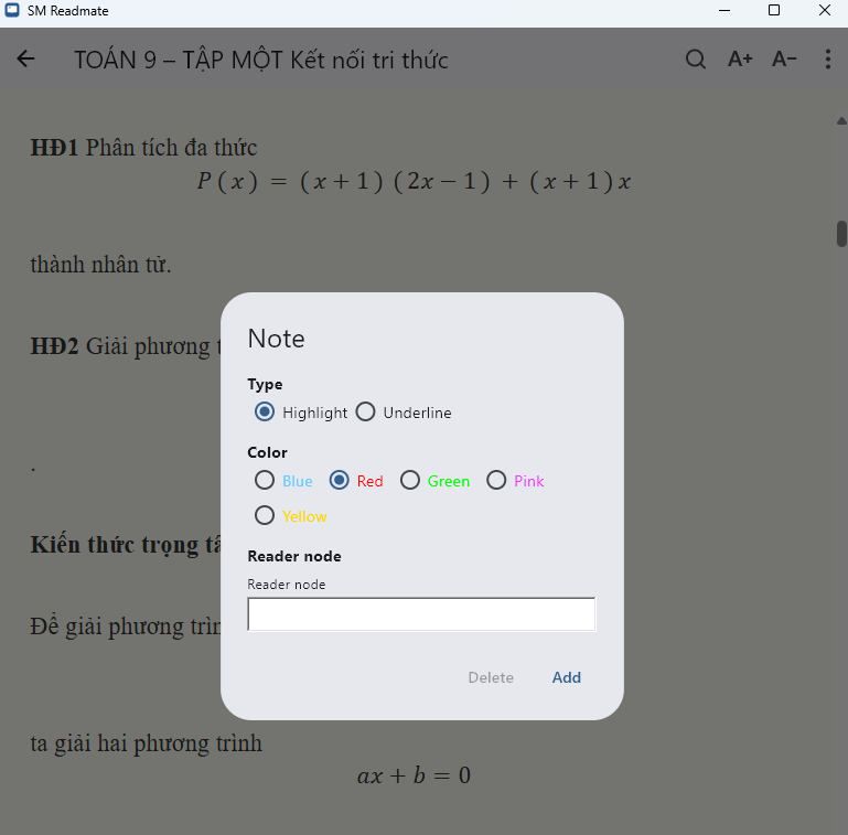 The screen displays the Notes selection