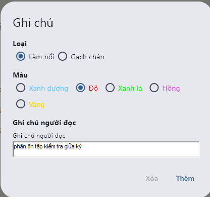 Màn hình chọn cách thêm ghi chú