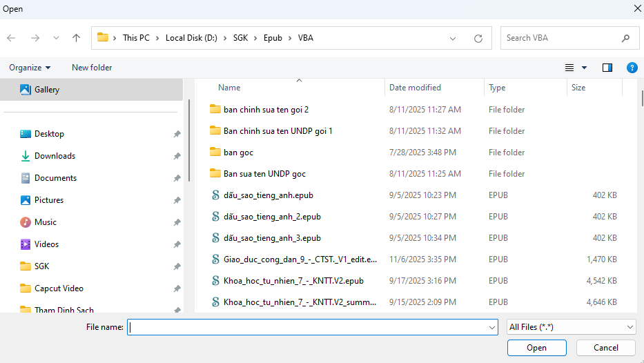 màn hình hiển thị đường dẫn đến sách bạn muốn thêm vào