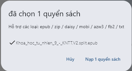 Màn hình hiển thị sách đã được thêm vào kệ sách